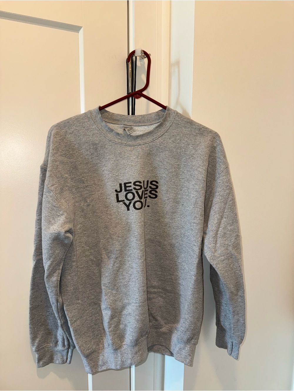 Grey 'Jesus Loves You!’ Crewneck Sweatshirt - unisex